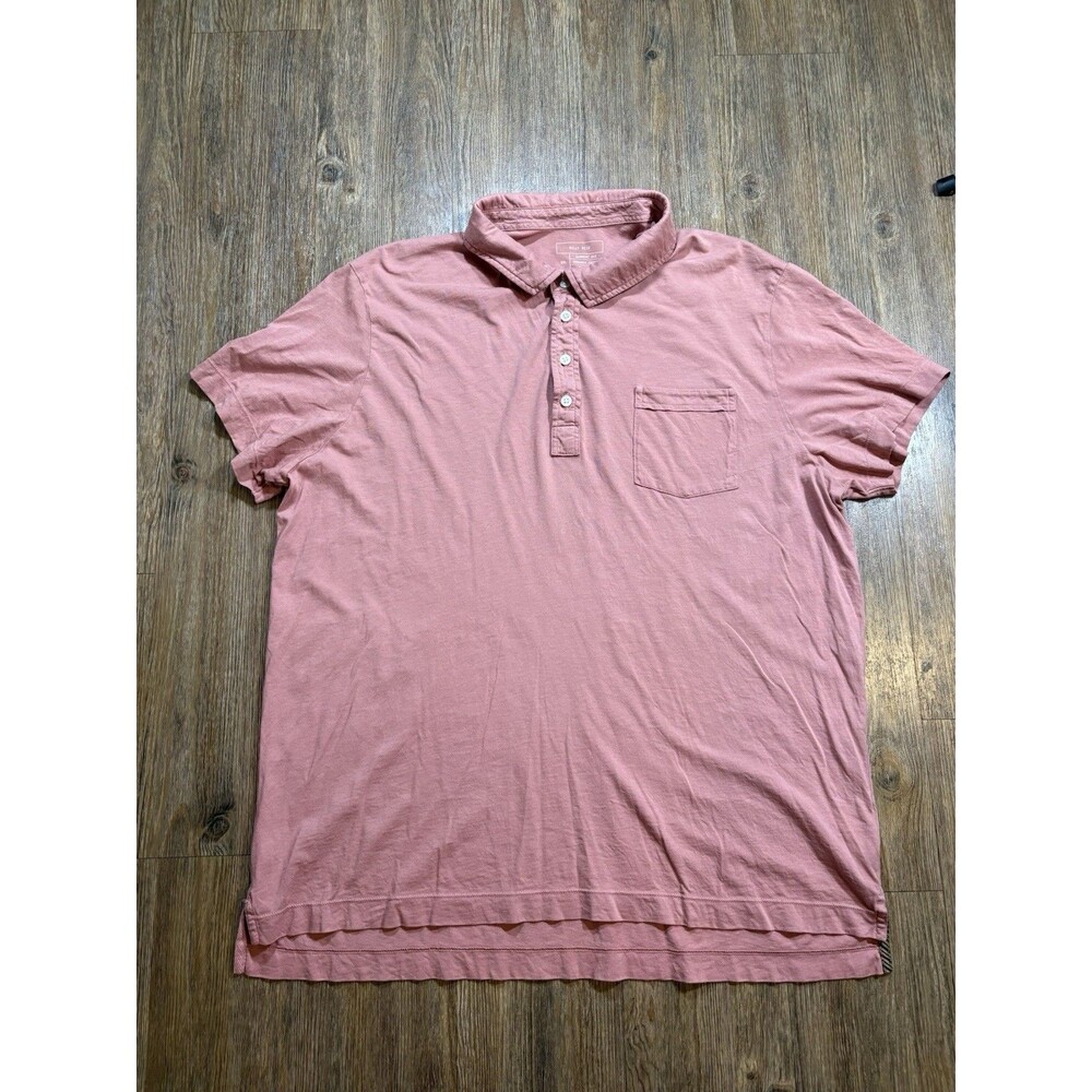 Billy Reid Mens Polo Shirt 2XL Garment  Dye Classic Preppy Organic Cotton Soft